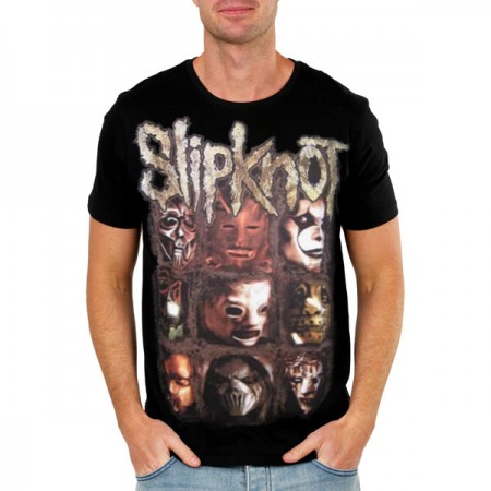 Мъжка тениска Slipknot masks, черна